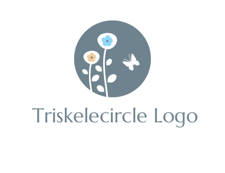 abstract flower with butterfly inside circle logo
