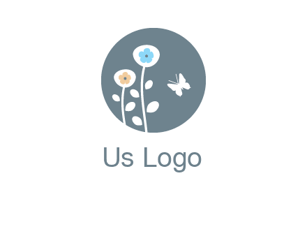 abstract flower with butterfly inside circle logo