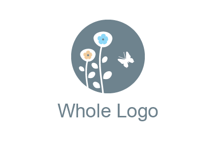 abstract flower with butterfly inside circle logo