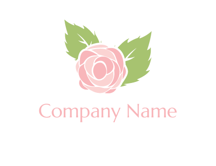 abstract rose flower with leaves logo