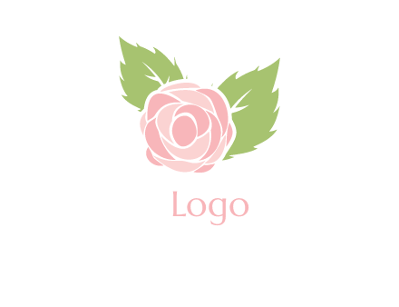 abstract rose flower with leaves logo