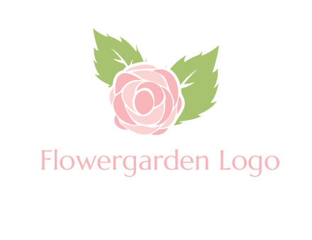 abstract rose flower with leaves logo
