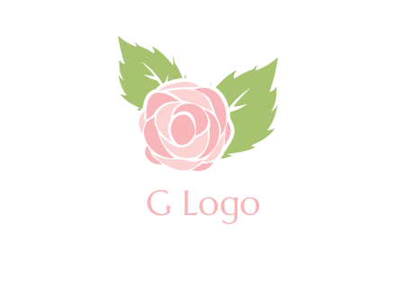 abstract rose flower with leaves logo