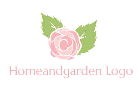 abstract rose flower with leaves logo