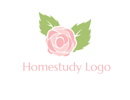 abstract rose flower with leaves logo