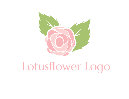 abstract rose flower with leaves logo