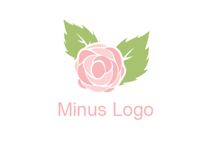 abstract rose flower with leaves logo
