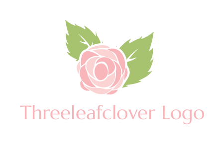 abstract rose flower with leaves logo