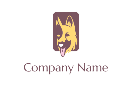 abstract dog in rectangle shape logo