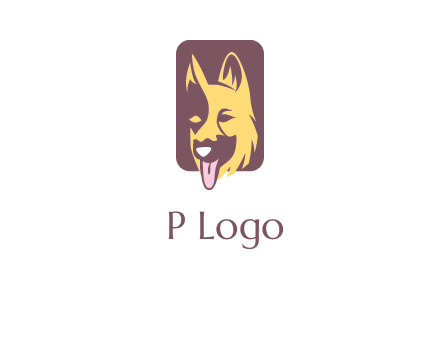 abstract dog in rectangle shape logo
