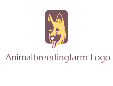 abstract dog in rectangle shape logo