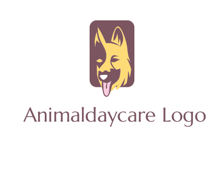 abstract dog in rectangle shape logo