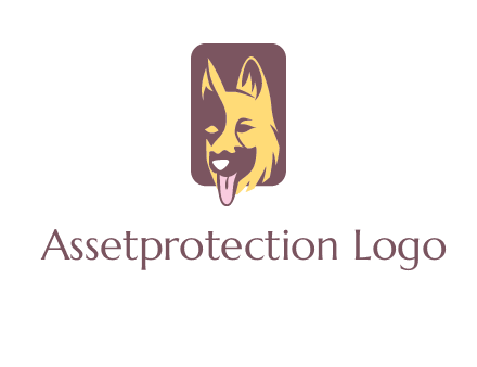 abstract dog in rectangle shape logo