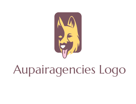 abstract dog in rectangle shape logo