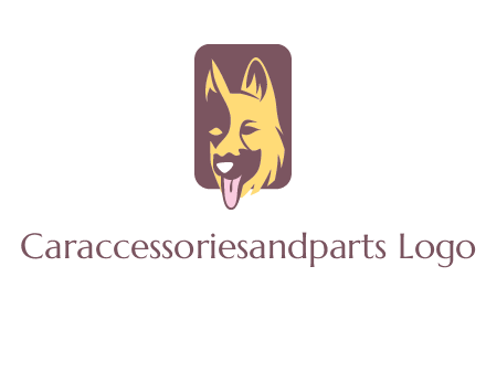 abstract dog in rectangle shape logo