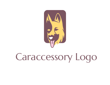 abstract dog in rectangle shape logo
