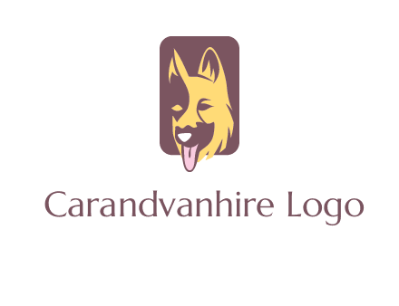 abstract dog in rectangle shape logo