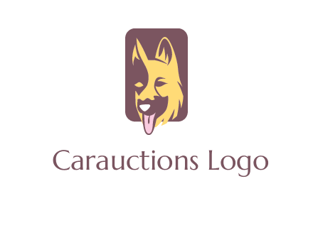 abstract dog in rectangle shape logo