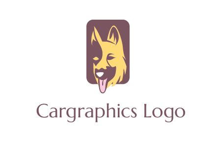 abstract dog in rectangle shape logo