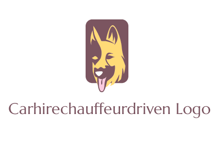abstract dog in rectangle shape logo