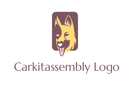 abstract dog in rectangle shape logo