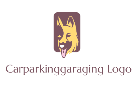 abstract dog in rectangle shape logo