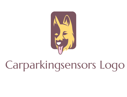 abstract dog in rectangle shape logo