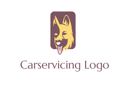 abstract dog in rectangle shape logo