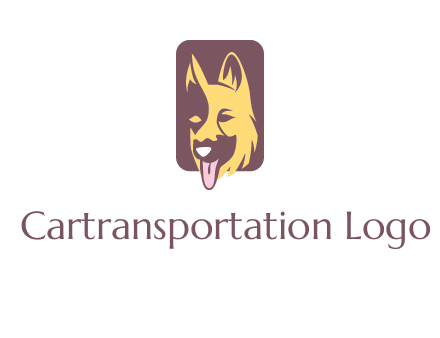 abstract dog in rectangle shape logo