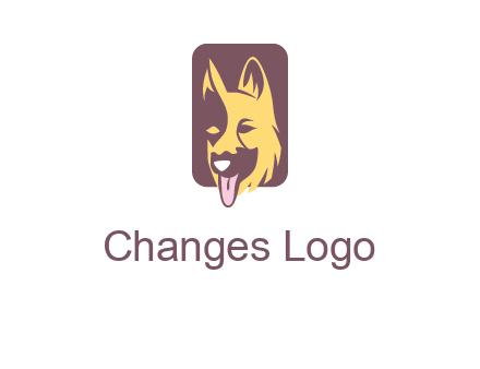 abstract dog in rectangle shape logo