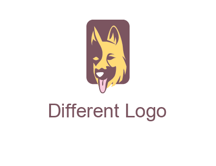 abstract dog in rectangle shape logo