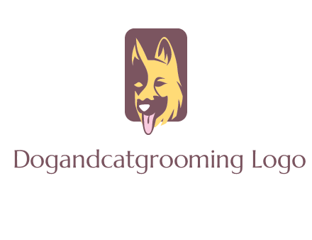 abstract dog in rectangle shape logo