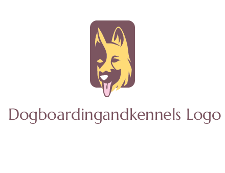 abstract dog in rectangle shape logo