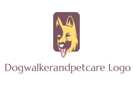 abstract dog in rectangle shape logo