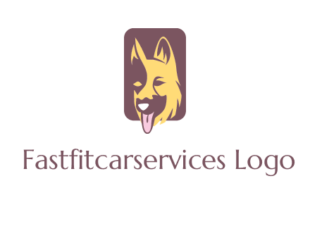 abstract dog in rectangle shape logo