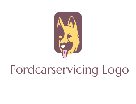 abstract dog in rectangle shape logo