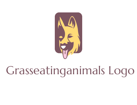 abstract dog in rectangle shape logo