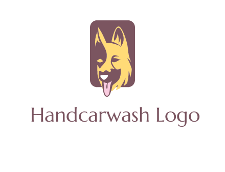 abstract dog in rectangle shape logo