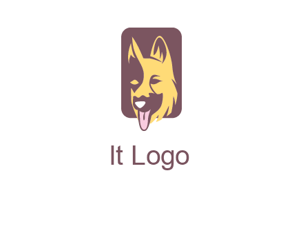 abstract dog in rectangle shape logo