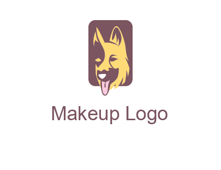 abstract dog in rectangle shape logo