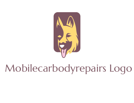 abstract dog in rectangle shape logo