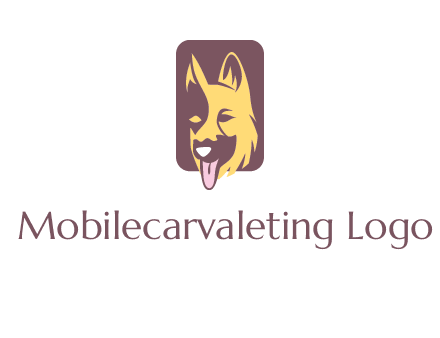 abstract dog in rectangle shape logo