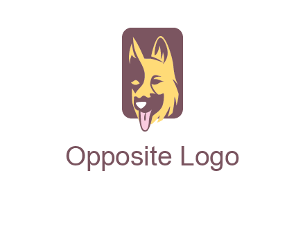 abstract dog in rectangle shape logo