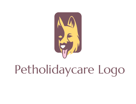 abstract dog in rectangle shape logo