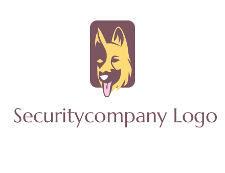 abstract dog in rectangle shape logo