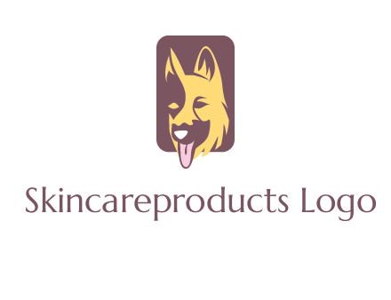 abstract dog in rectangle shape logo