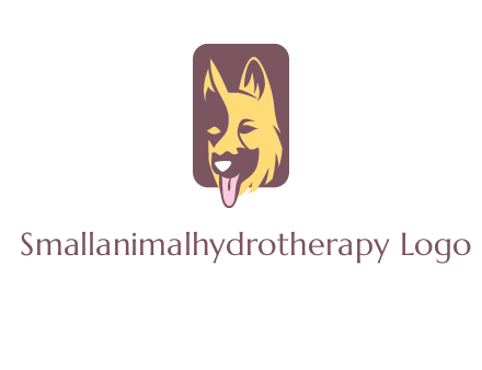 abstract dog in rectangle shape logo