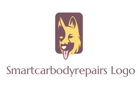 abstract dog in rectangle shape logo