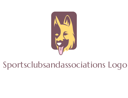 abstract dog in rectangle shape logo