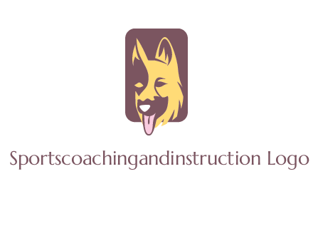 abstract dog in rectangle shape logo